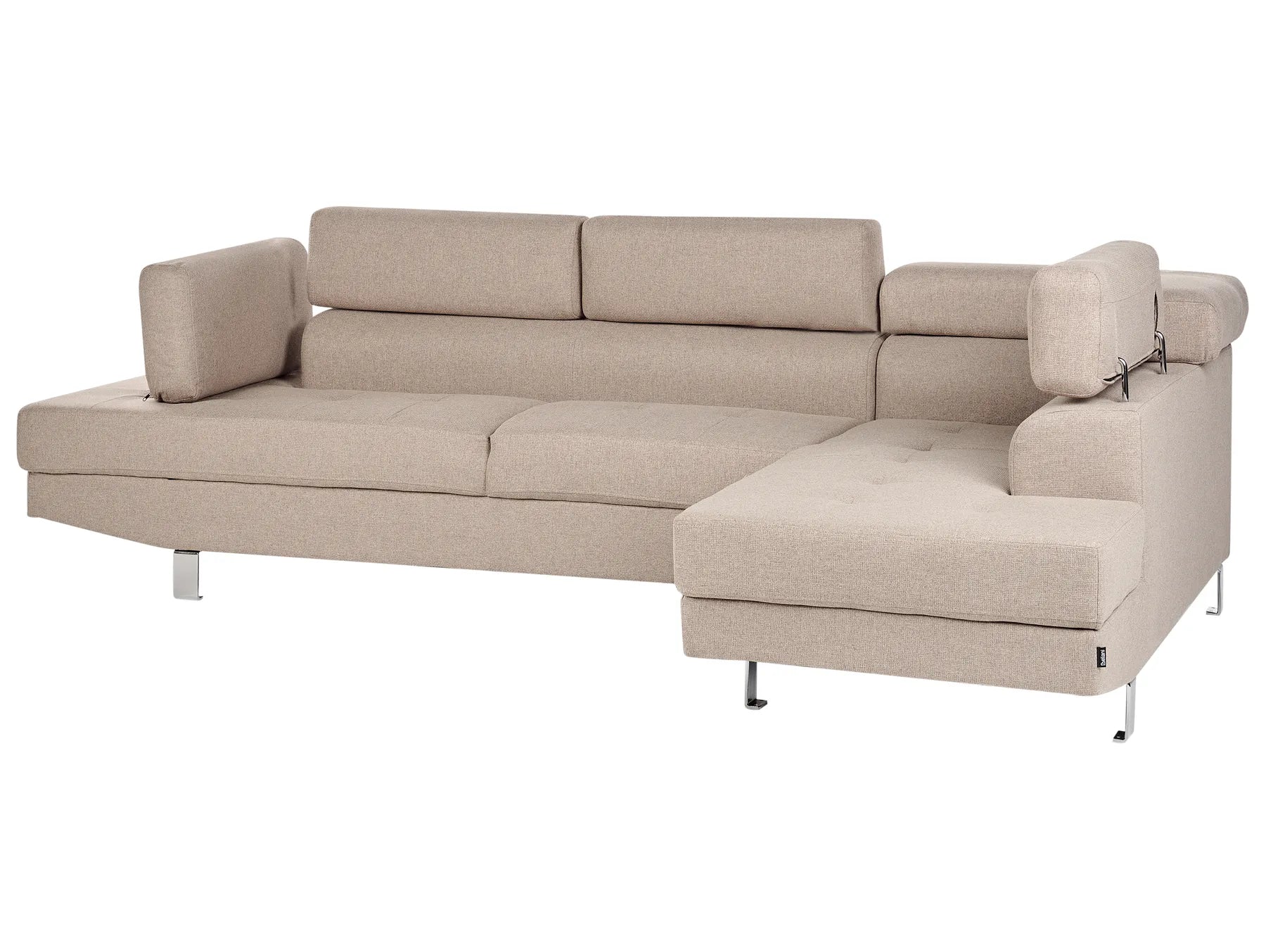 Corner Sofa 5 Seater NORREA Fabric Beige Left Hand