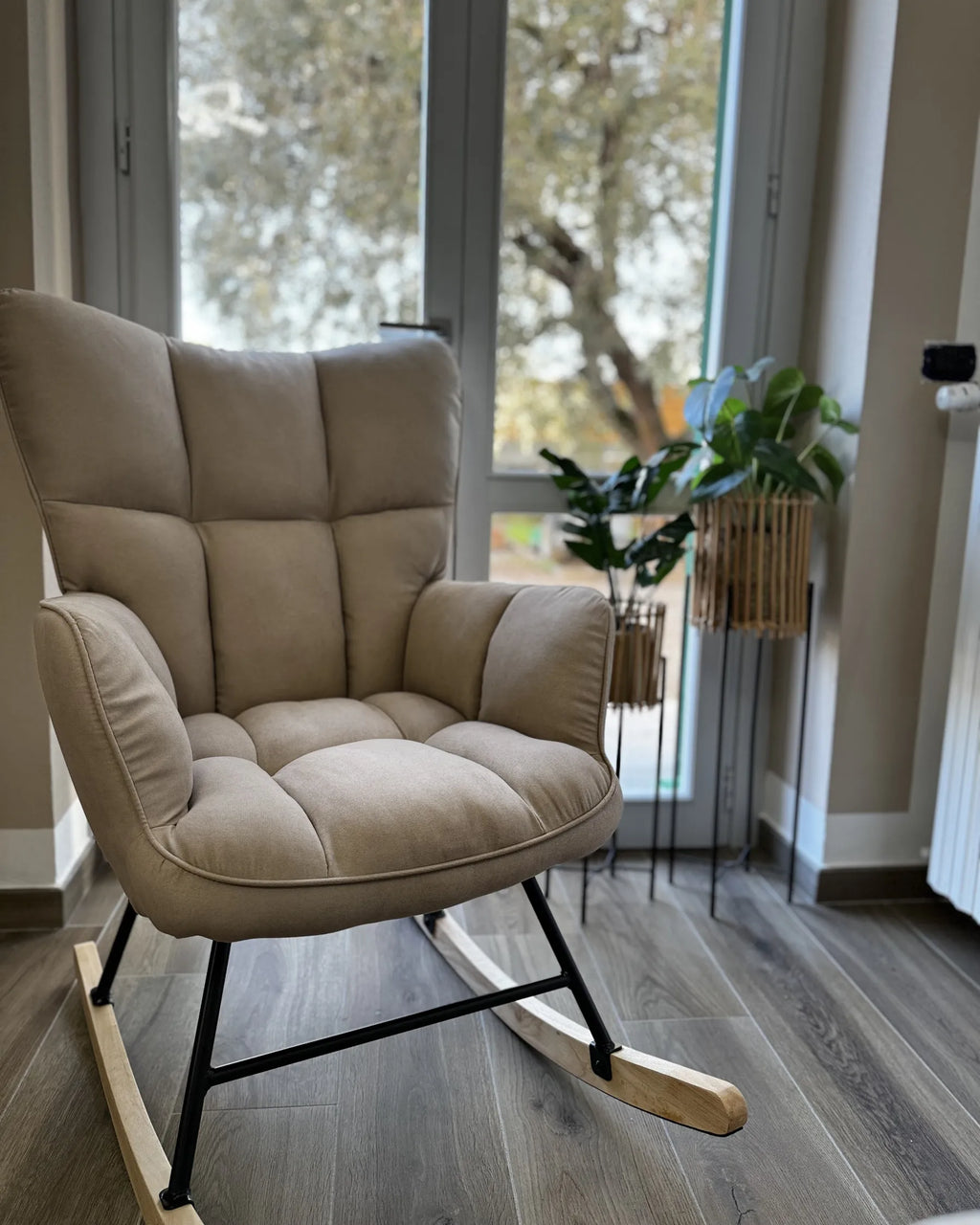 Rocking Chair OULU Fabric Beige