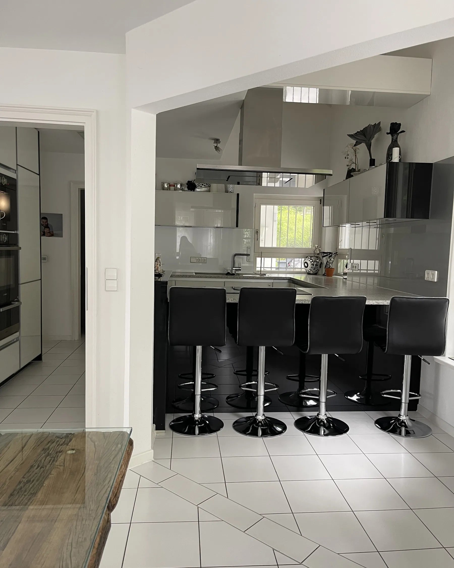 Set of 2 Bar Chairs LUCERNE Faux Leather Swivel Black