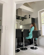 Set of 2 Bar Chairs LUCERNE Faux Leather Swivel Black