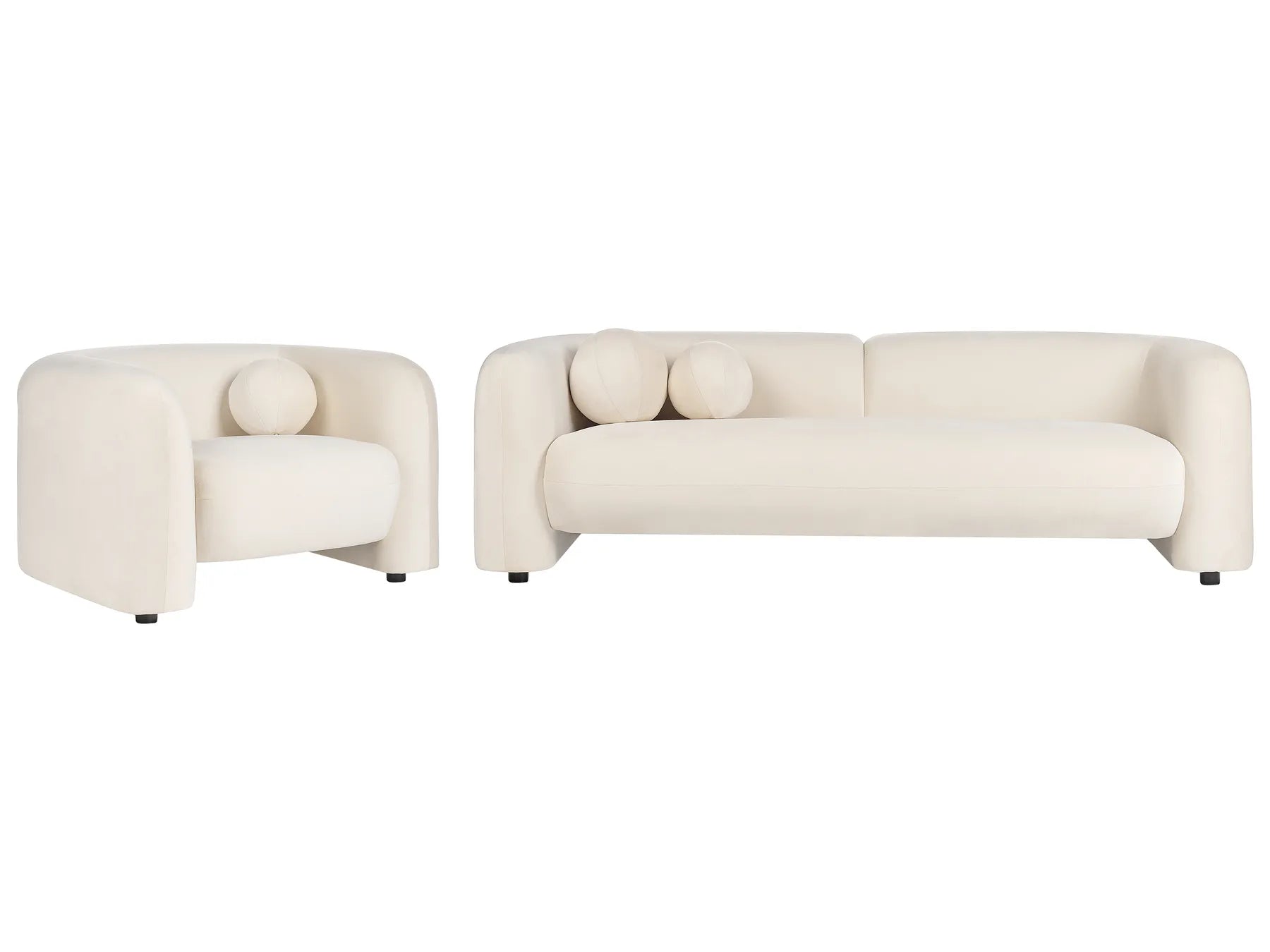 Living Room Set 4 Seater LEIREN Velvet Off-White