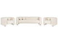 Living Room Set 5 Seater LEIREN Velvet Off-White