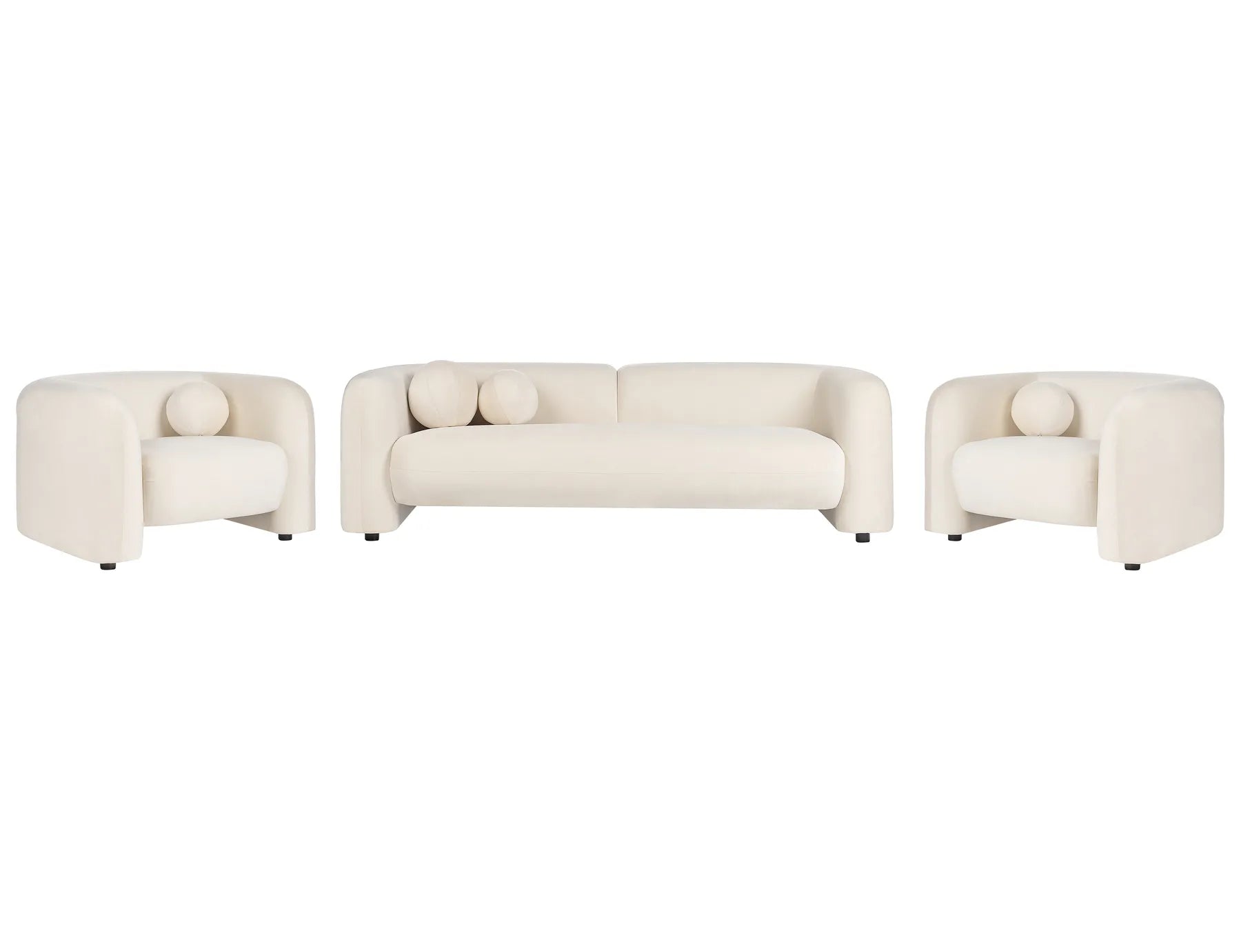 Living Room Set 5 Seater LEIREN Velvet Off-White