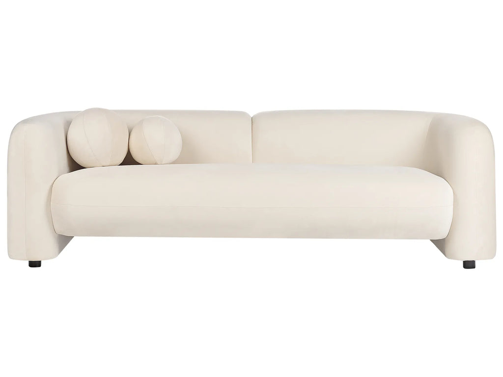 Living Room Set 5 Seater LEIREN Velvet Off-White