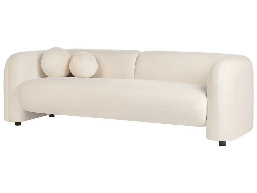 Living Room Set 5 Seater LEIREN Velvet Off-White