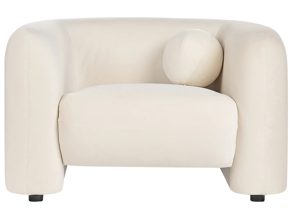 Living Room Set 5 Seater LEIREN Velvet Off-White