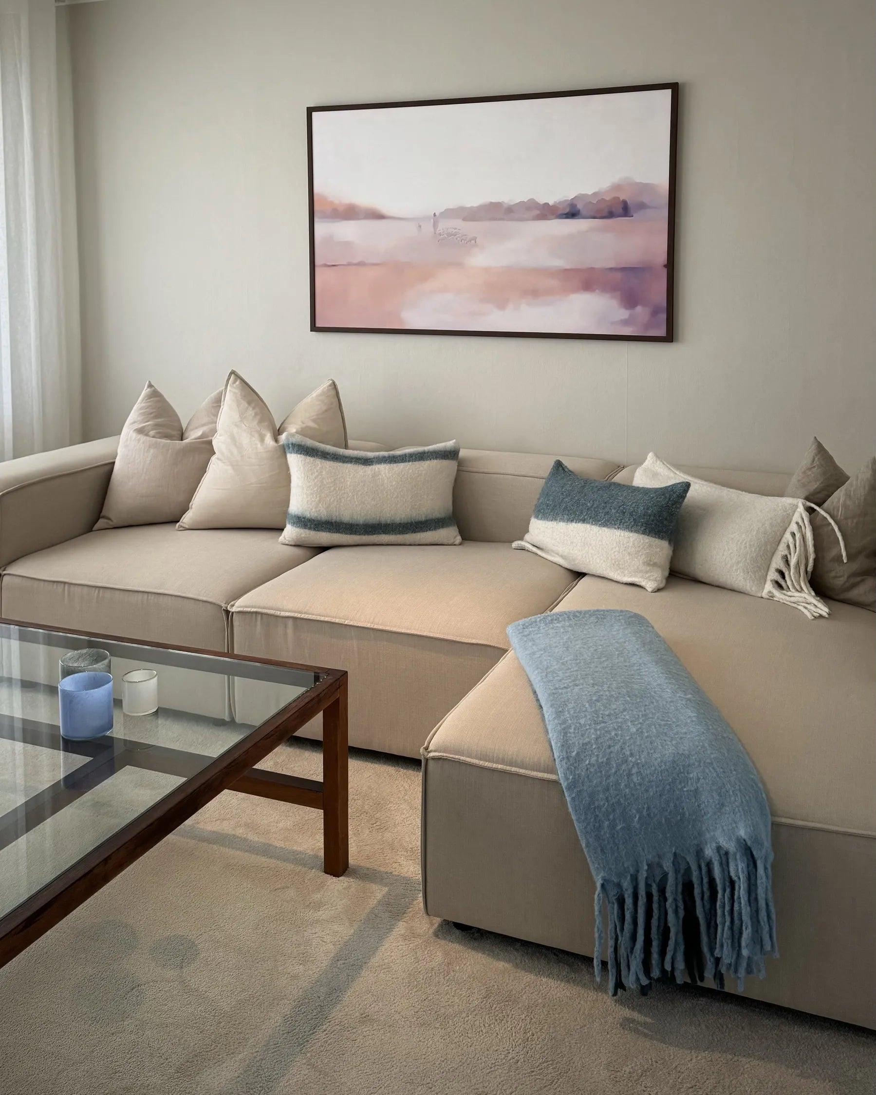 1-Seat Section APRICA Faux Linen Beige