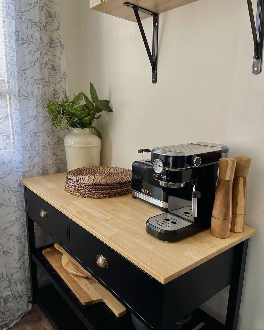 Kitchen Trolley NAVARINO Wood Black