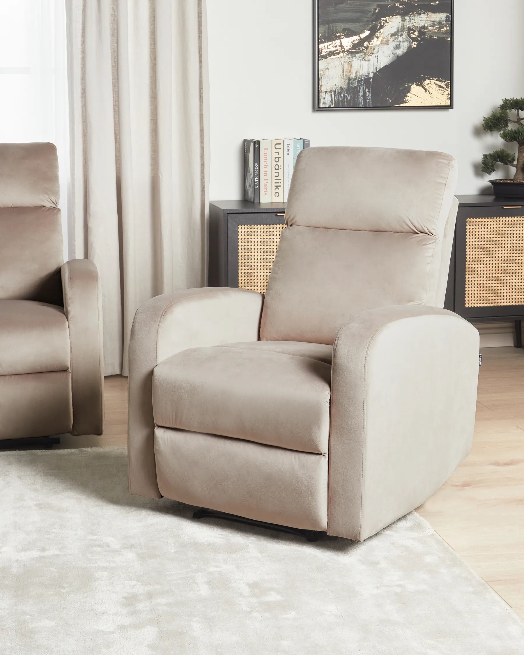 Electric Recliner Chair VERDAL With Footrest Velvet Taupe