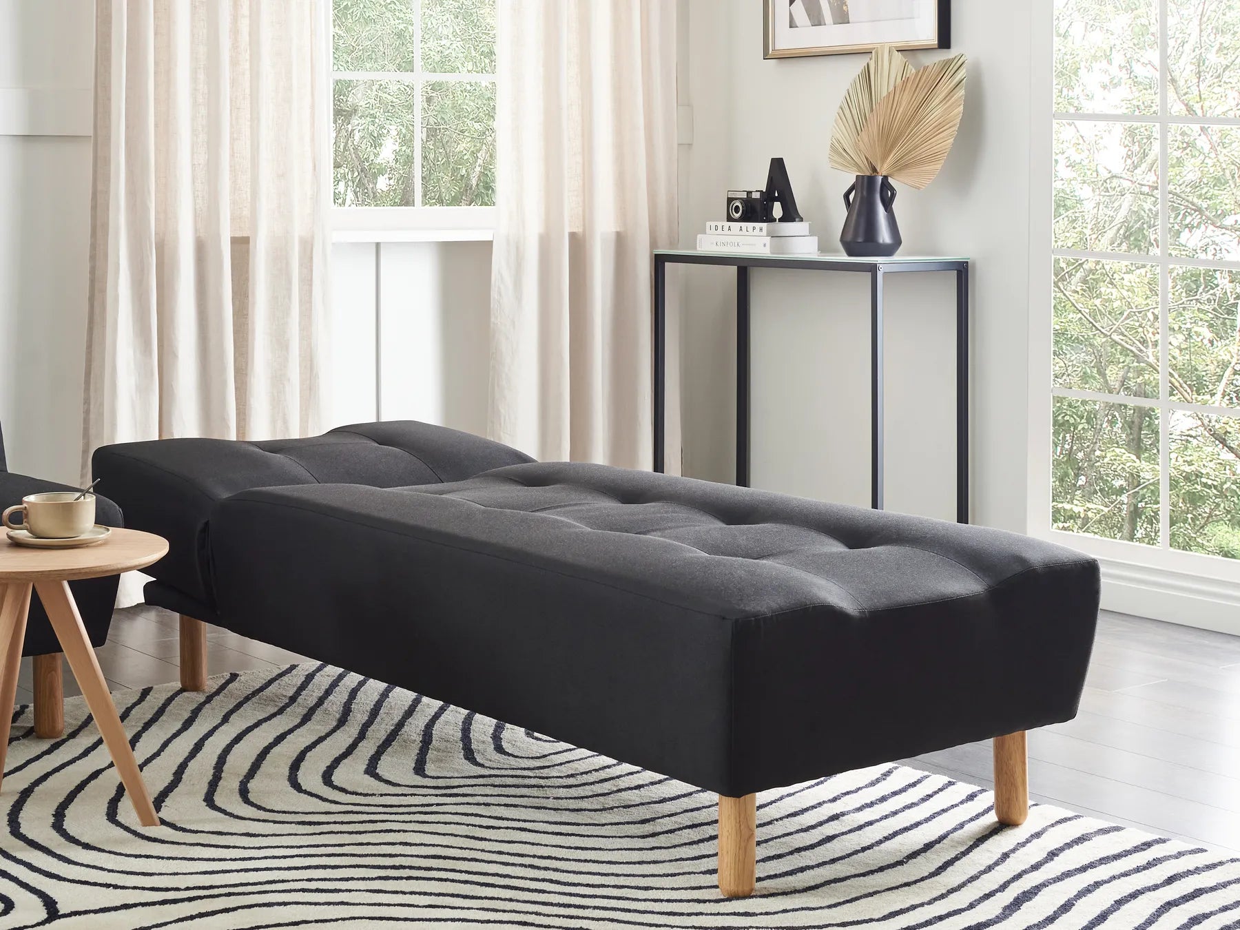 Chaise Longue ALSTEN Fabric Black