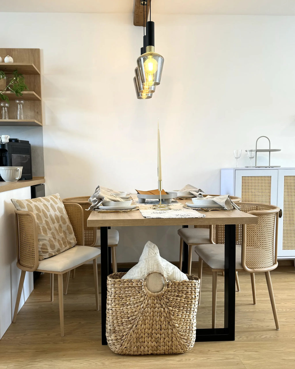 Set of 2 Dining Chairs Metal Light Brown