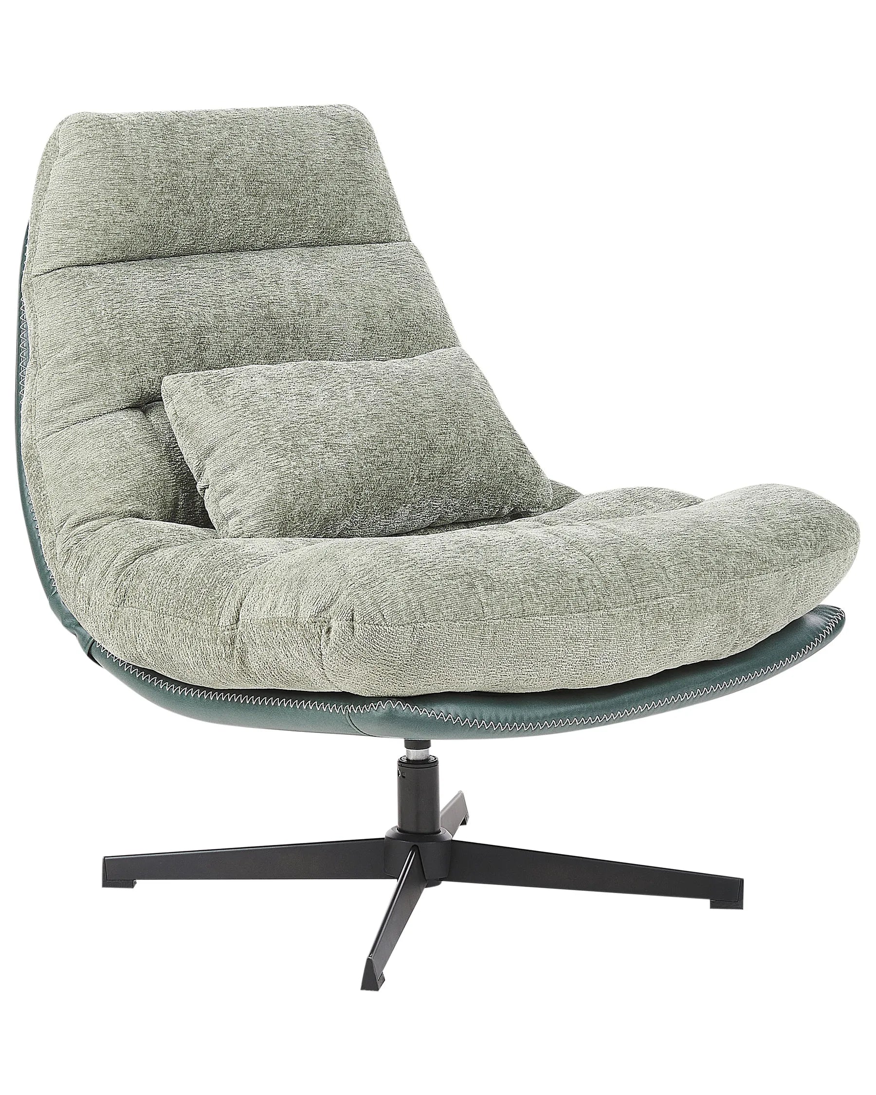 Swivel Armchair TOVIK with Footstool Chenille Light Green
