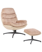 Swivel Armchair EIDE with Footstool Velvet Sand Beige