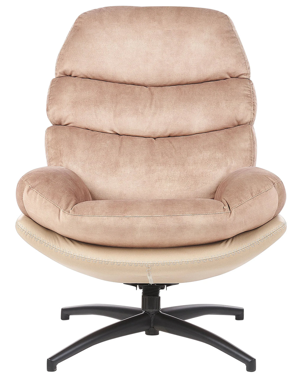 Swivel Armchair EIDE with Footstool Velvet Sand Beige