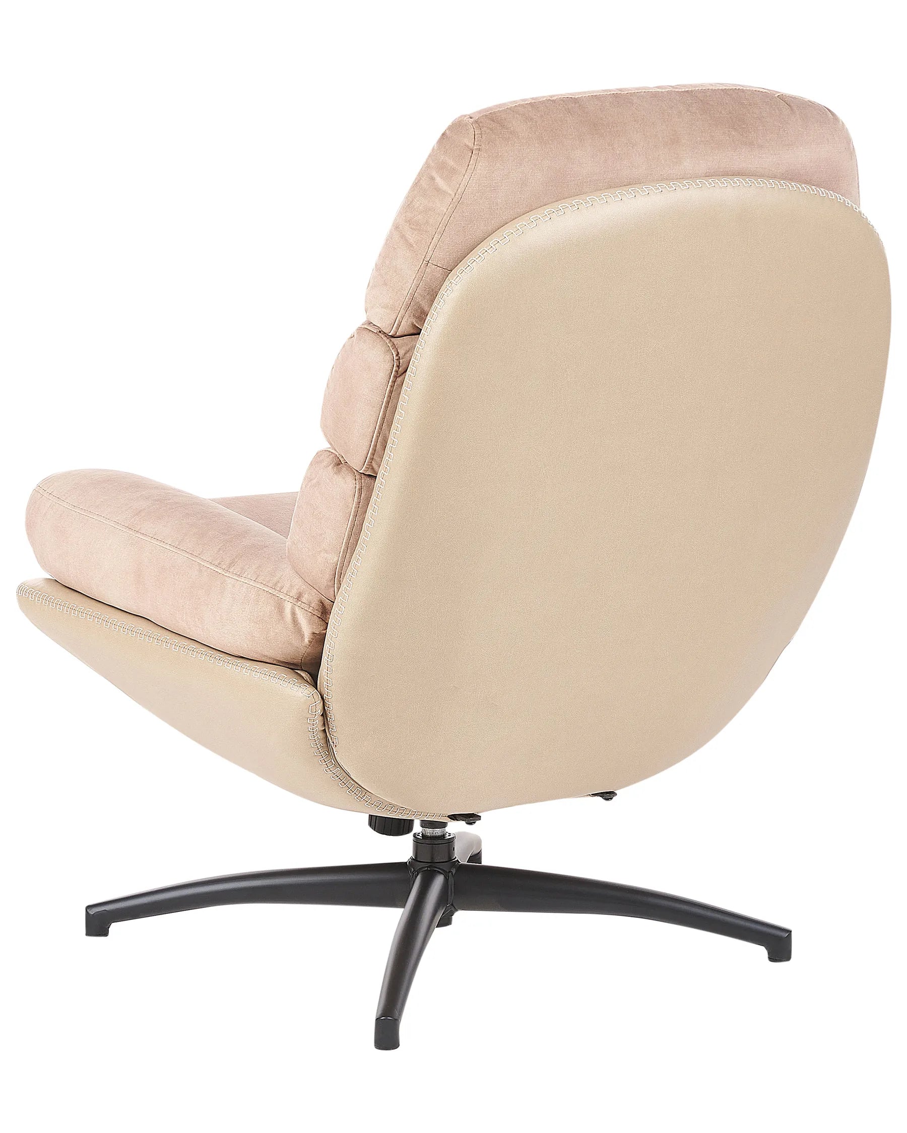 Swivel Armchair EIDE with Footstool Velvet Sand Beige