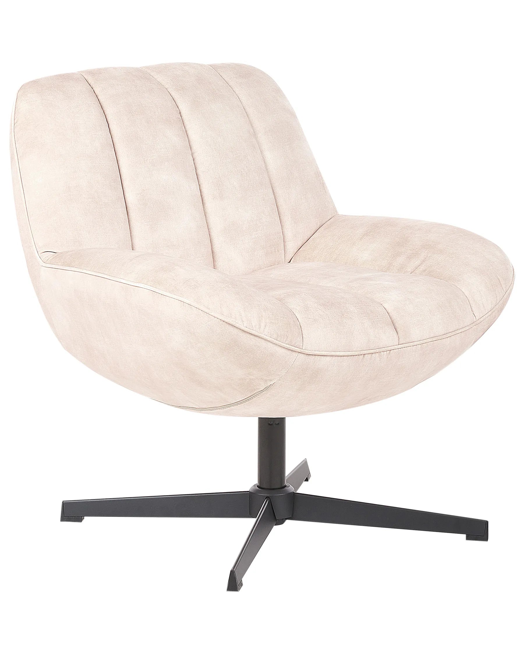 Swivel Armchair LIA with Footstool Velvet Beige