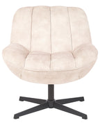 Swivel Armchair LIA with Footstool Velvet Beige