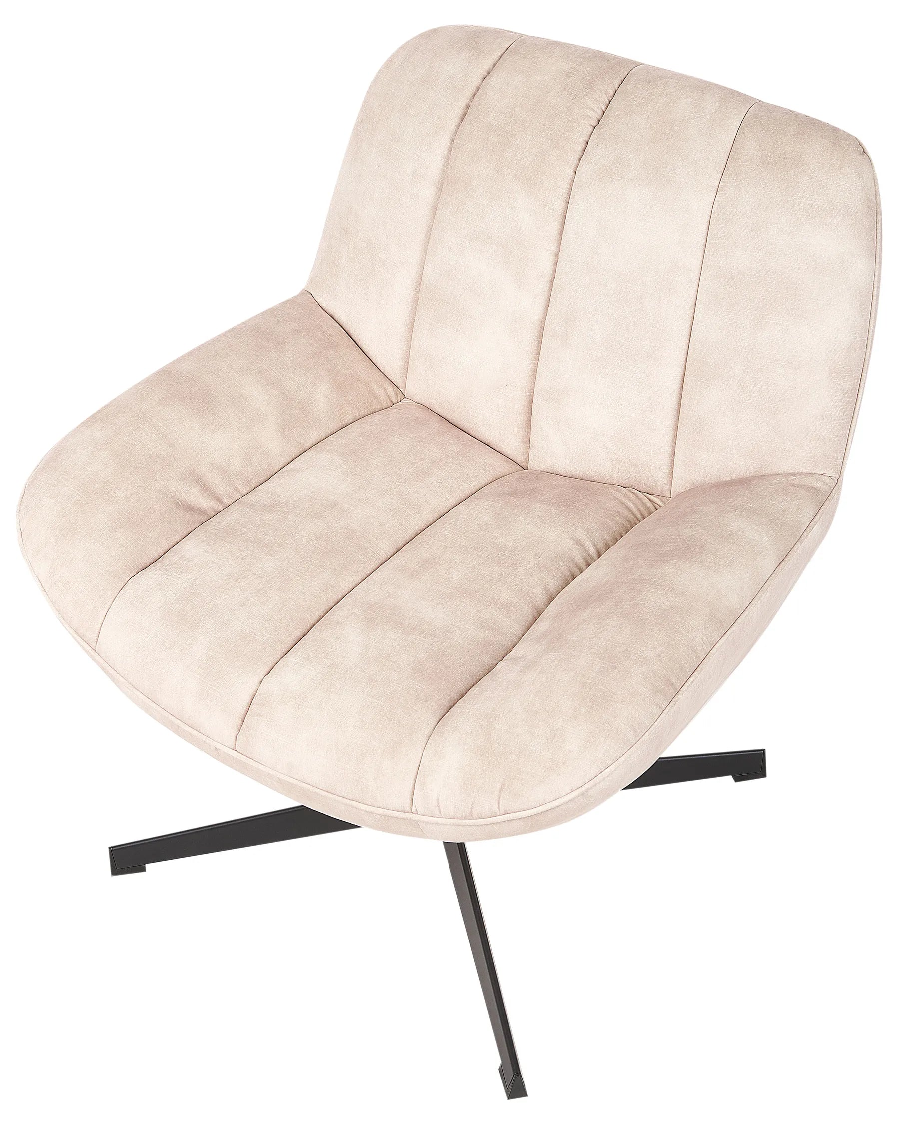 Swivel Armchair LIA with Footstool Velvet Beige