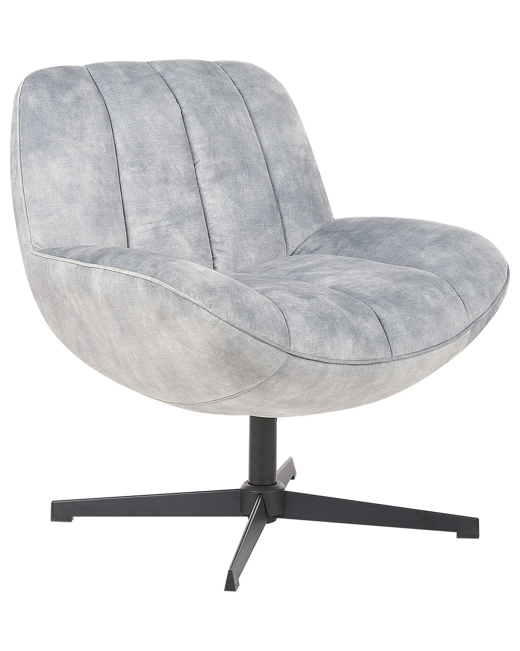 Swivel Armchair LIA with Footstool Velvet Light Grey