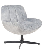 Swivel Armchair LIA with Footstool Velvet Light Grey