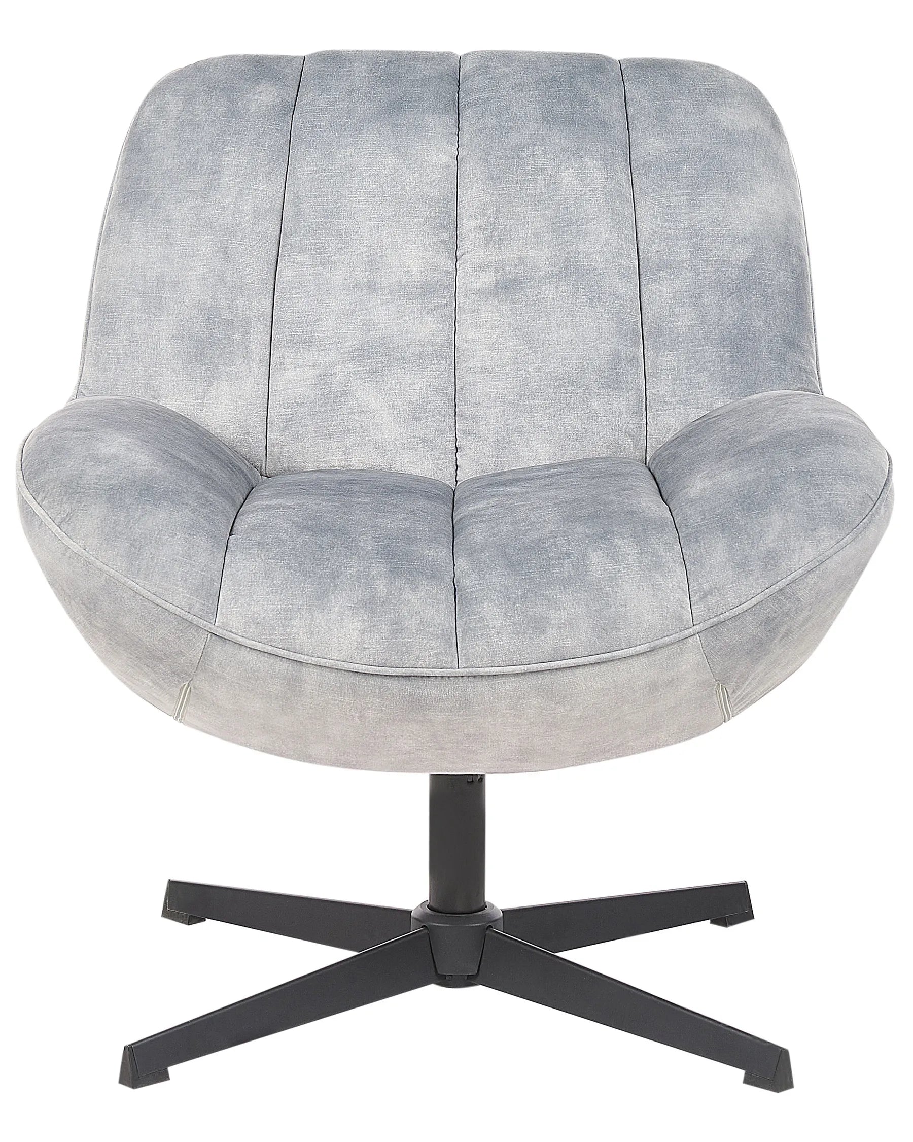 Swivel Armchair LIA with Footstool Velvet Light Grey