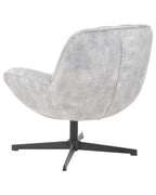 Swivel Armchair LIA with Footstool Velvet Light Grey