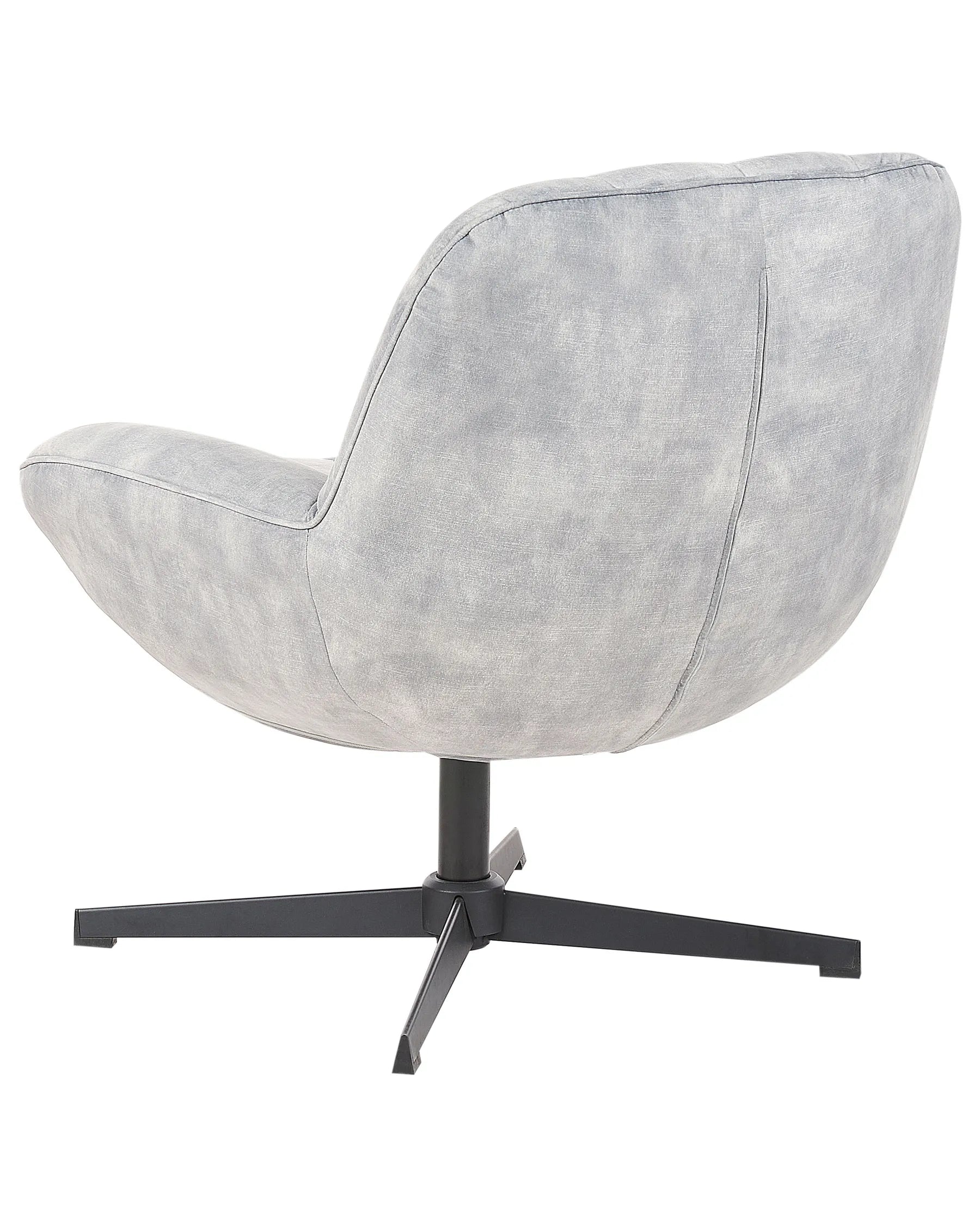 Swivel Armchair LIA with Footstool Velvet Light Grey