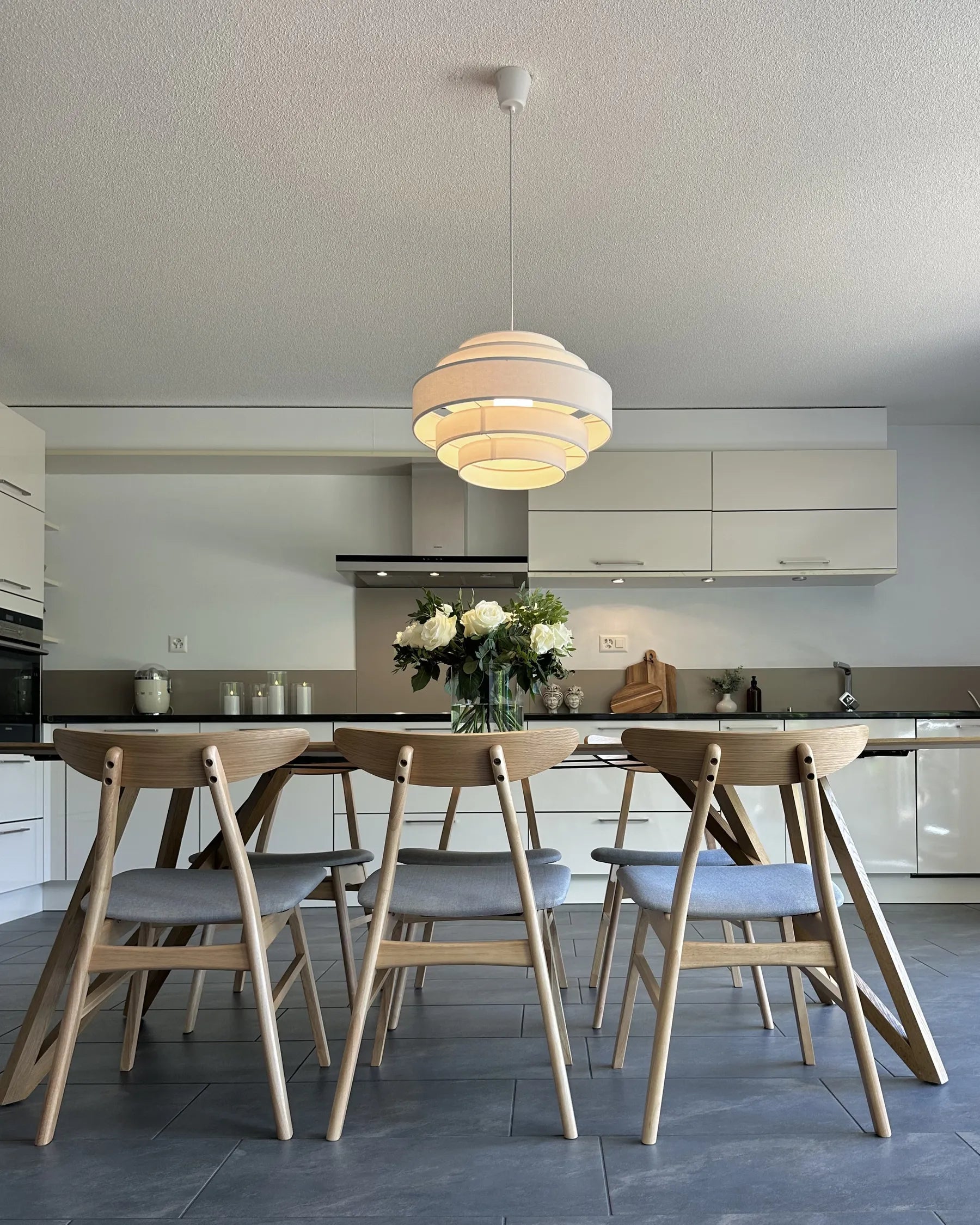 Set of 2 Dining Chairs LYNN Wood Light Brown/ Grey