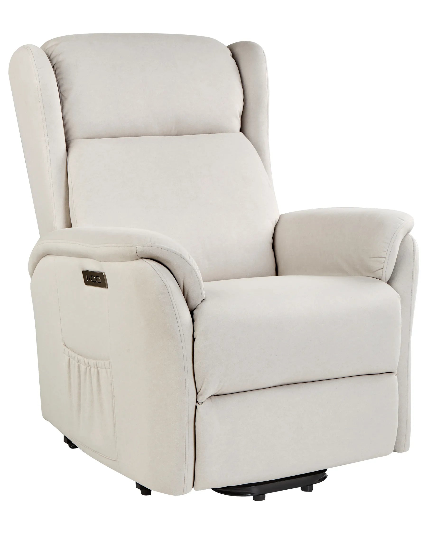 Electric Recliner Chair ELEGY With Footrest Fabric Light Beige