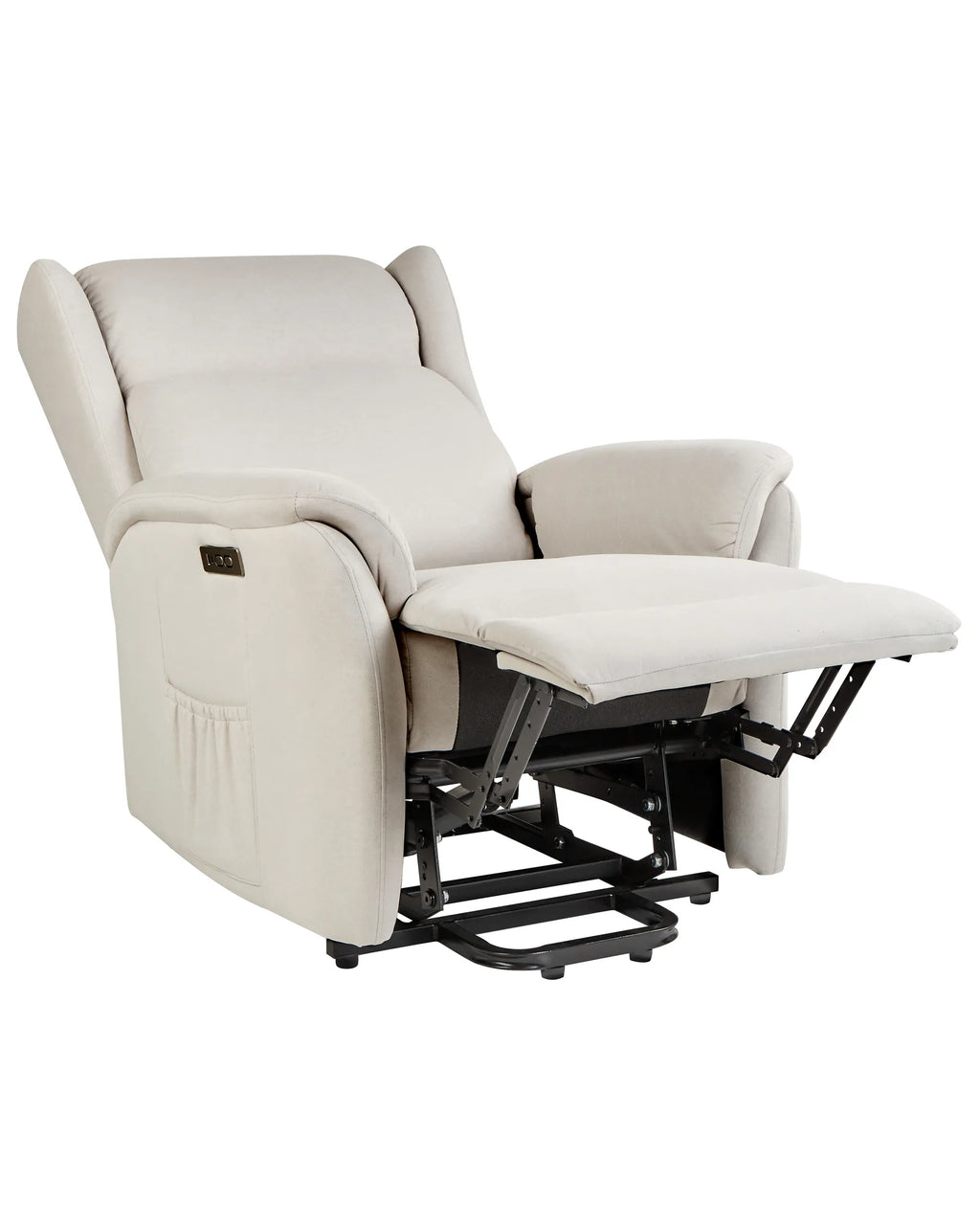 Electric Recliner Chair ELEGY With Footrest Fabric Light Beige