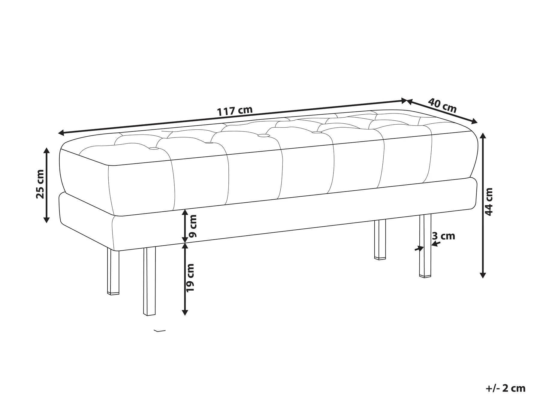 Bench ROSEVILLE Velvet Dark Red