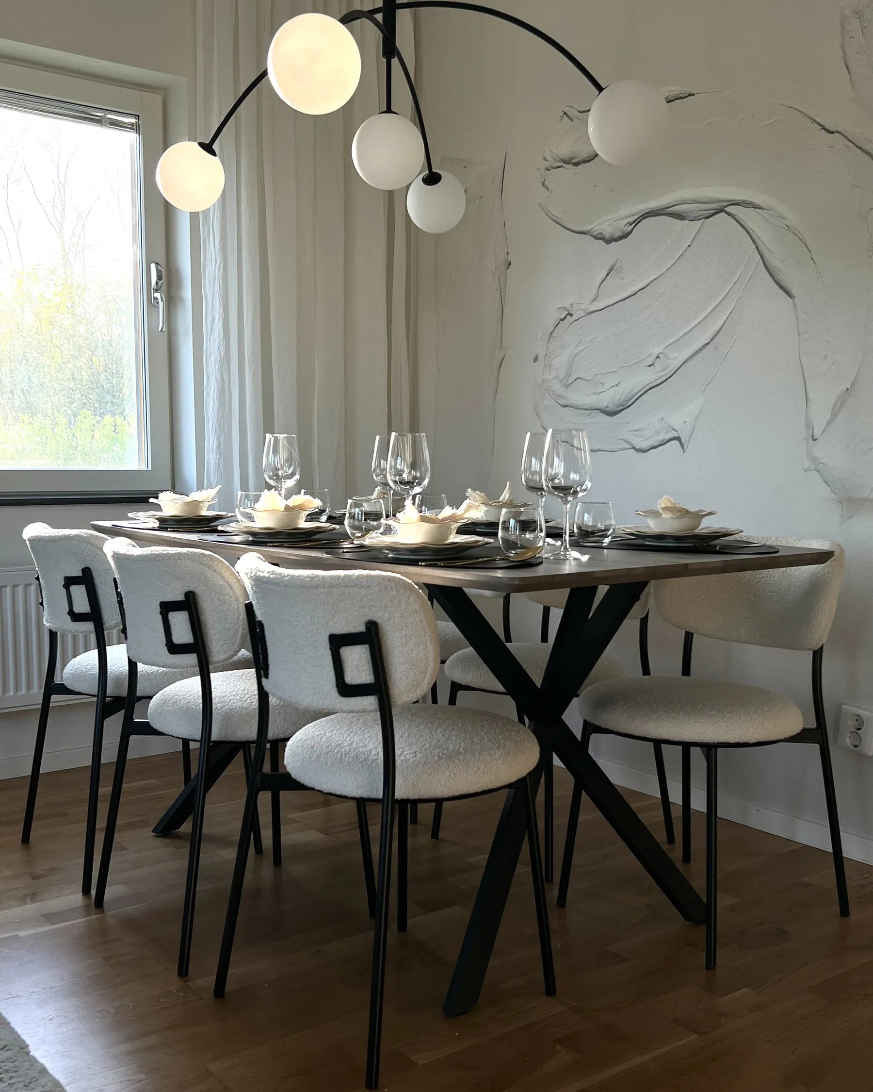 Set of 2 Dining Chairs CASEY Boucle Off-White