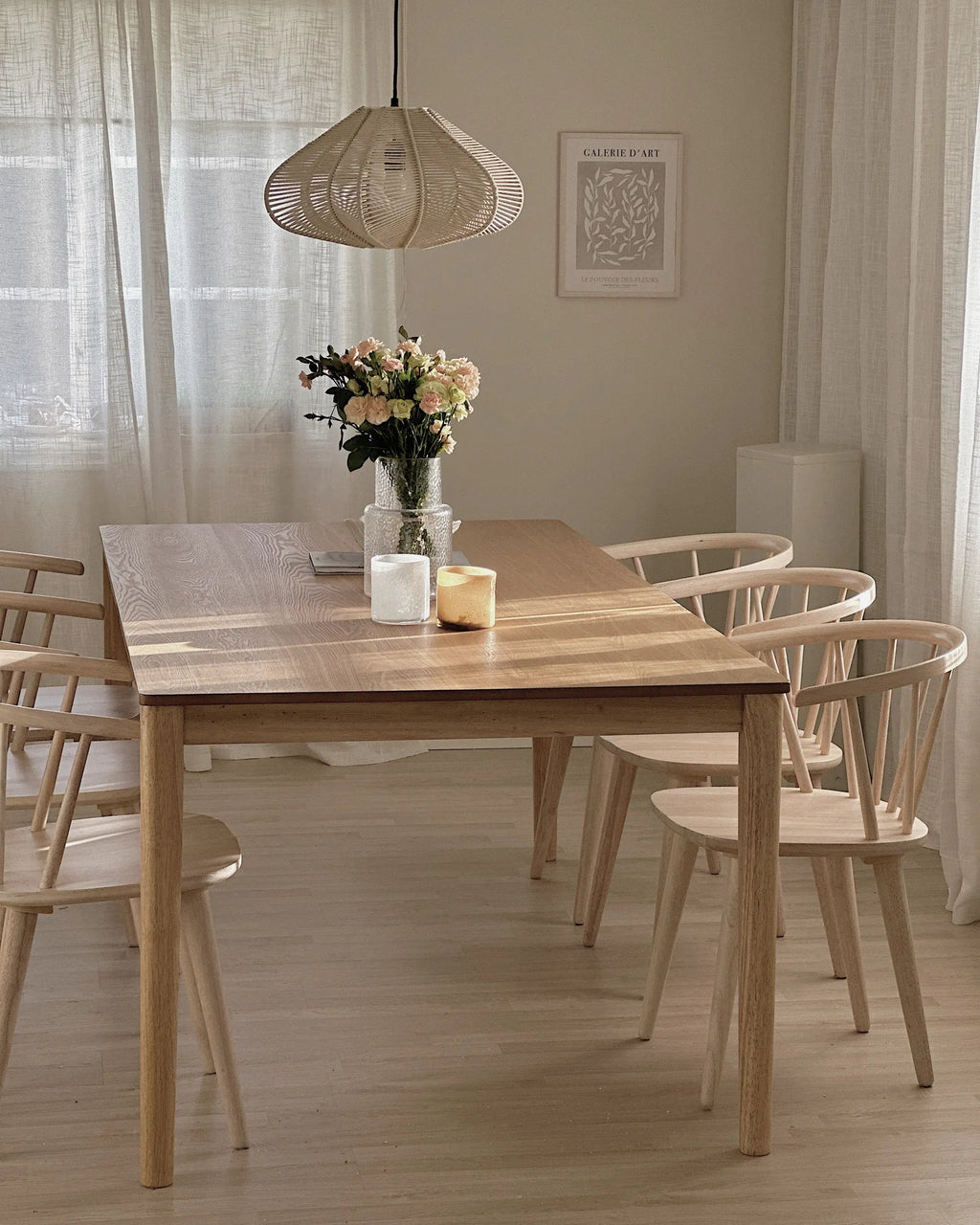 Dining Table ERMELO Natural Ash Wood 200 cm 100 cm