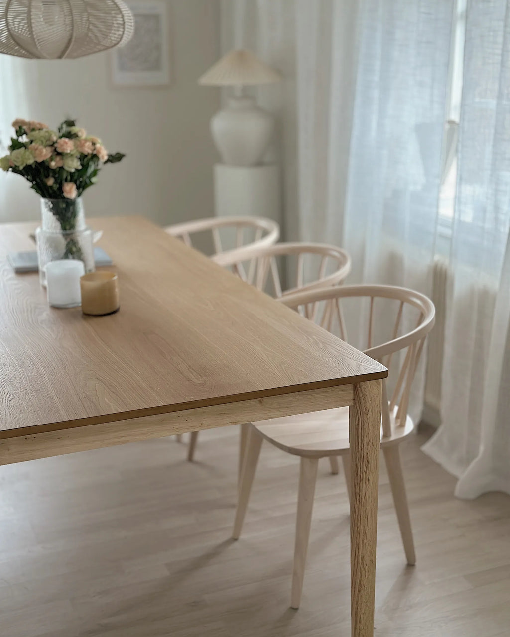 Dining Table ERMELO Natural Ash Wood 200 cm 100 cm