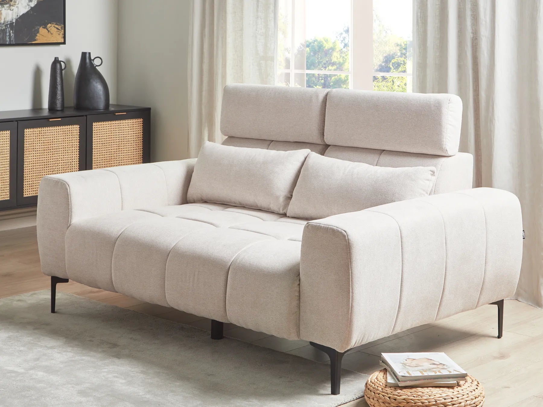 Sofa 2 Seater VEGAMO Fabric Beige