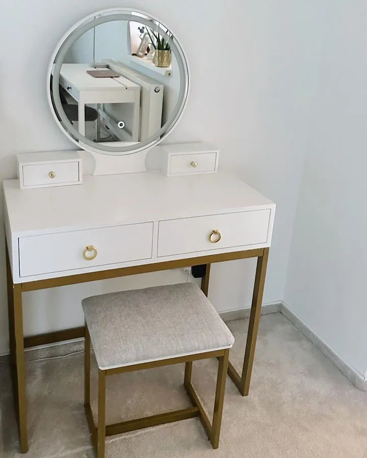 Dressing Table with Mirror and Stool AUXON LED White