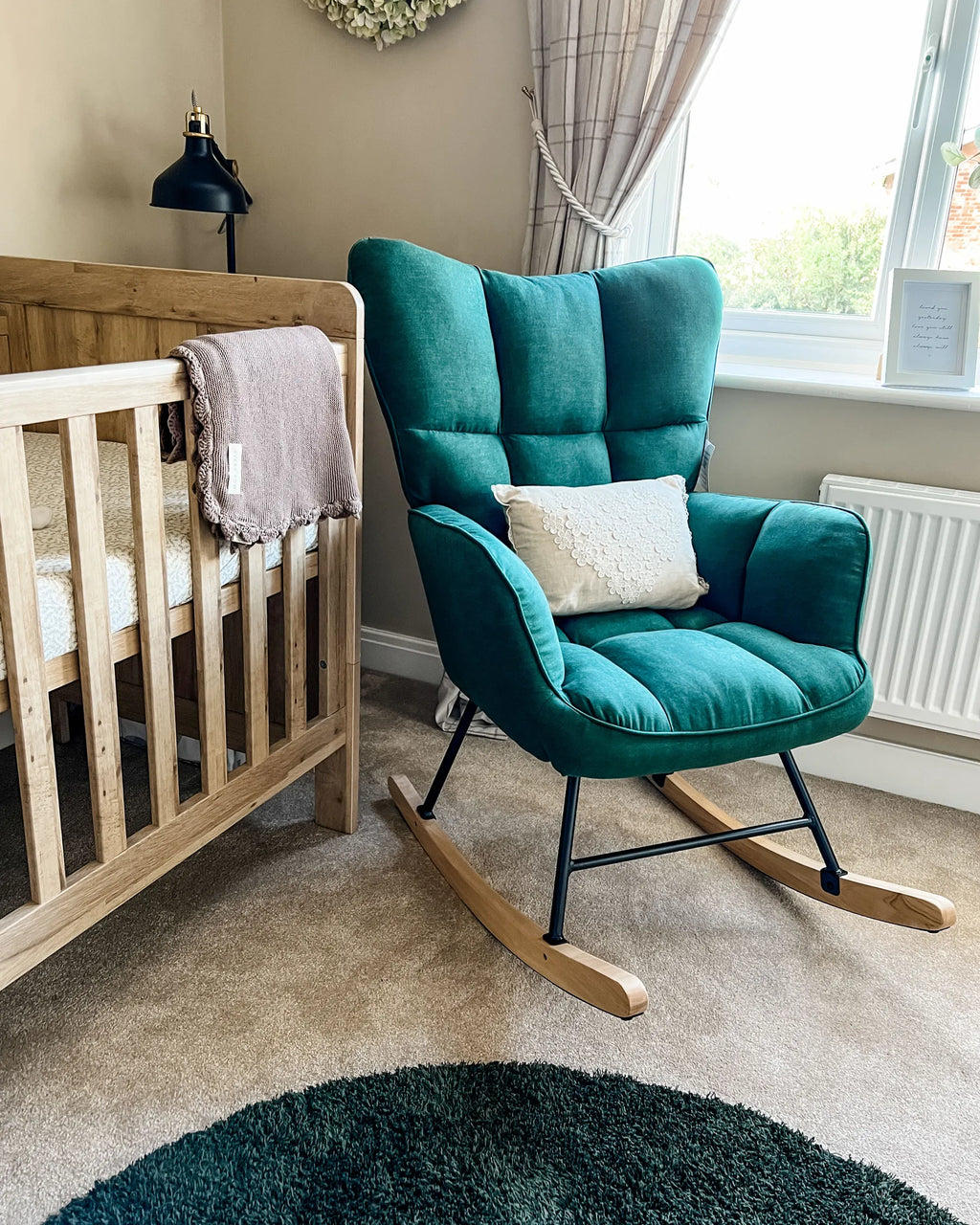 Rocking Chair OULU Fabric Emerald Green