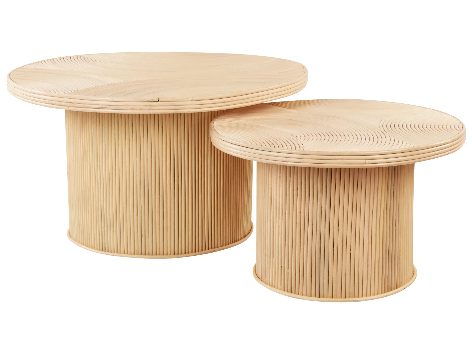 Set of 2 Coffee Tables ILIOS Rattan Natural