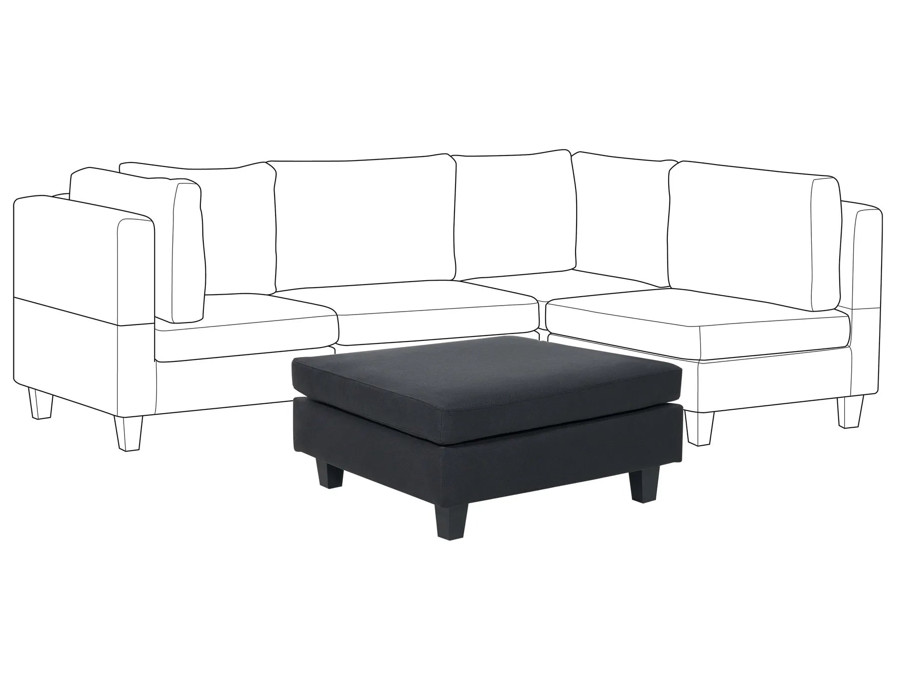 Ottoman UNSTAD Fabric Black