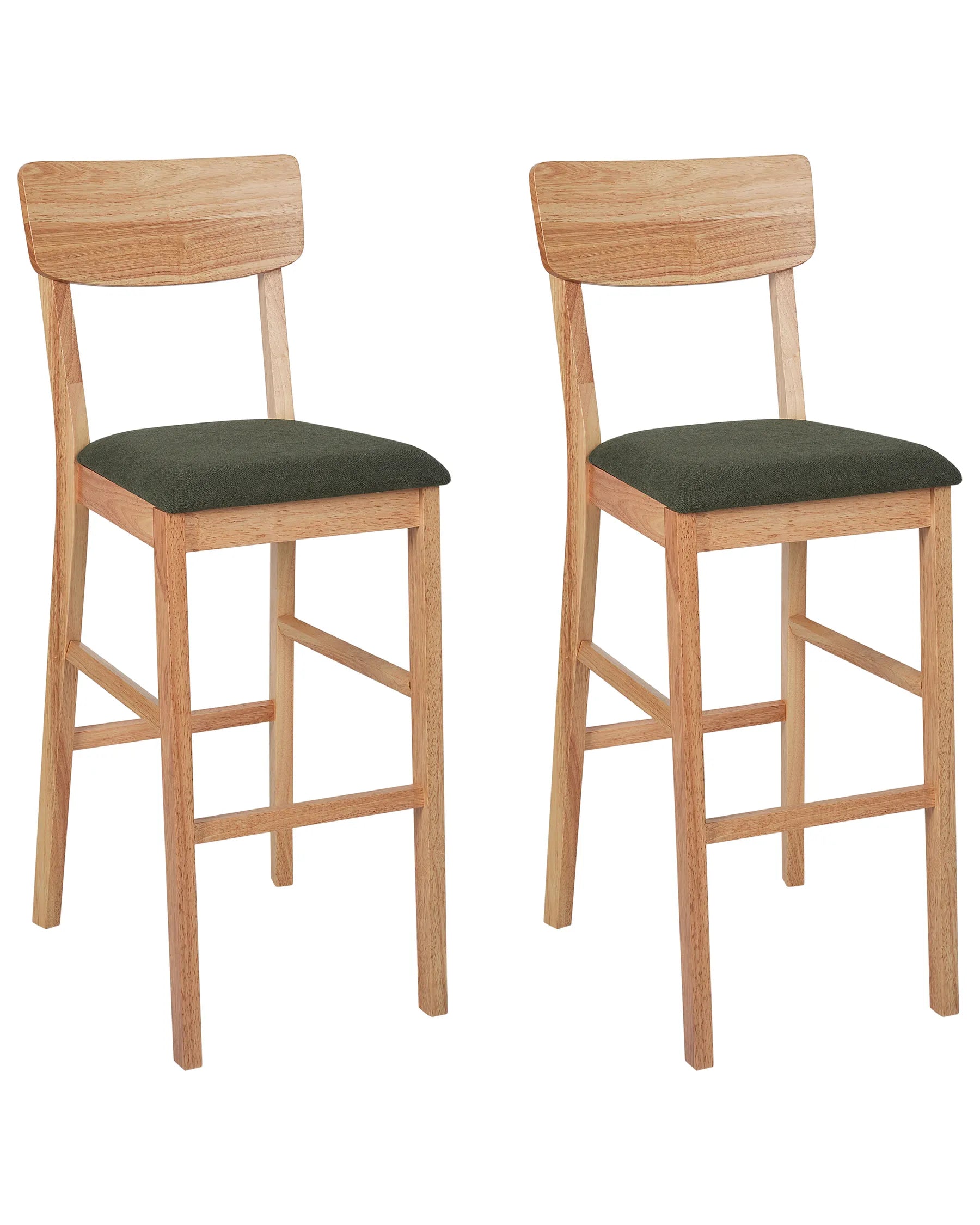 Set of 2 Bar Chairs AMBLER Light Brown/ Green