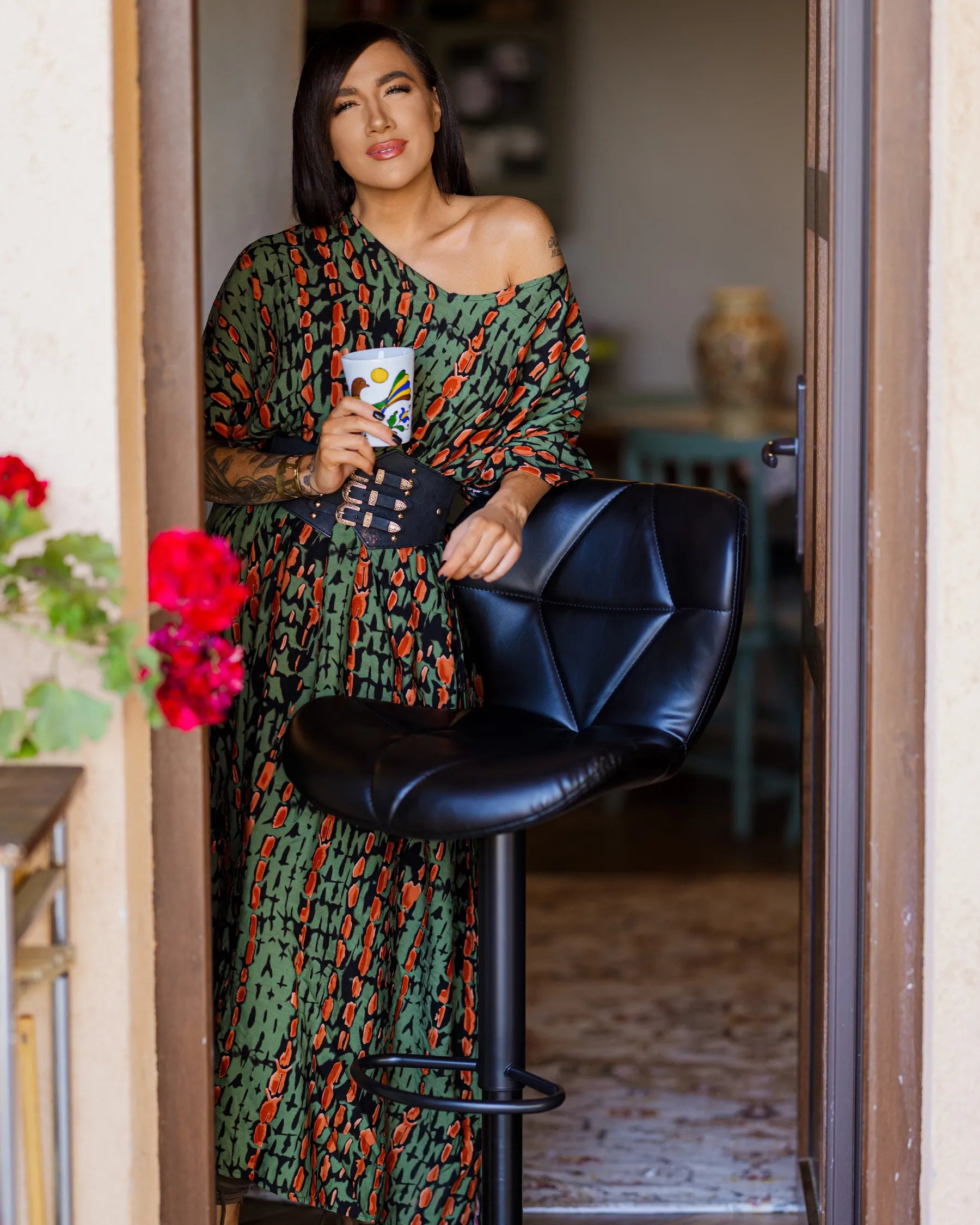 Set of 2 Bar Chairs VALETTA Faux Leather Swivel Black