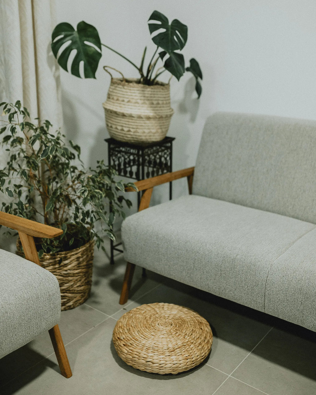 Pouffe WAHOO Water Hyacinth Beige