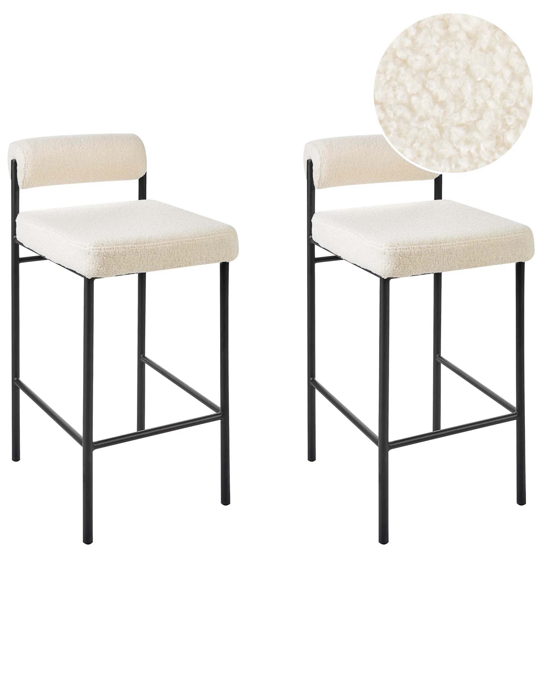 Set of 2 Bar Chairs AMAYA Boucle Off-White