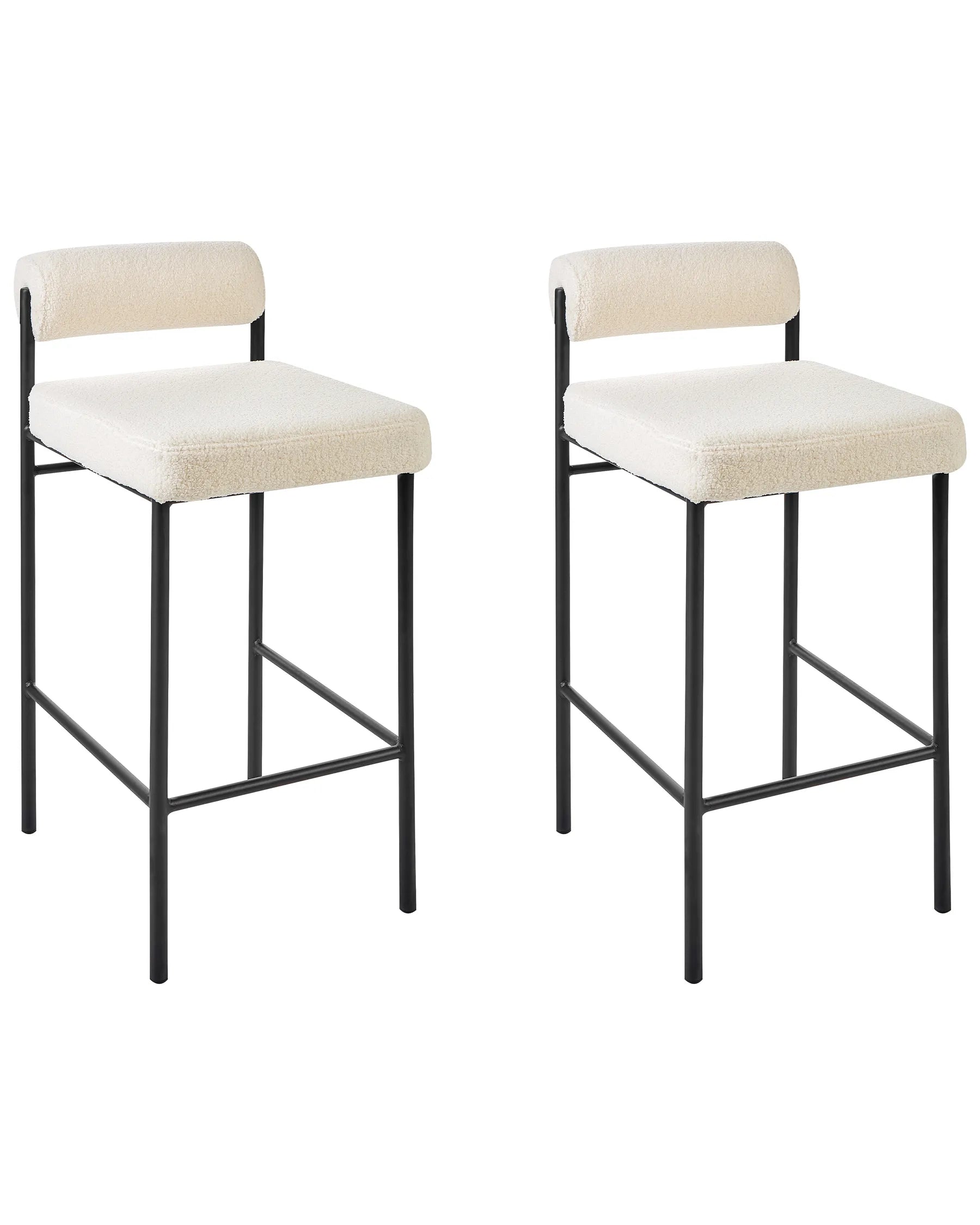 Set of 2 Bar Chairs AMAYA Boucle Off-White