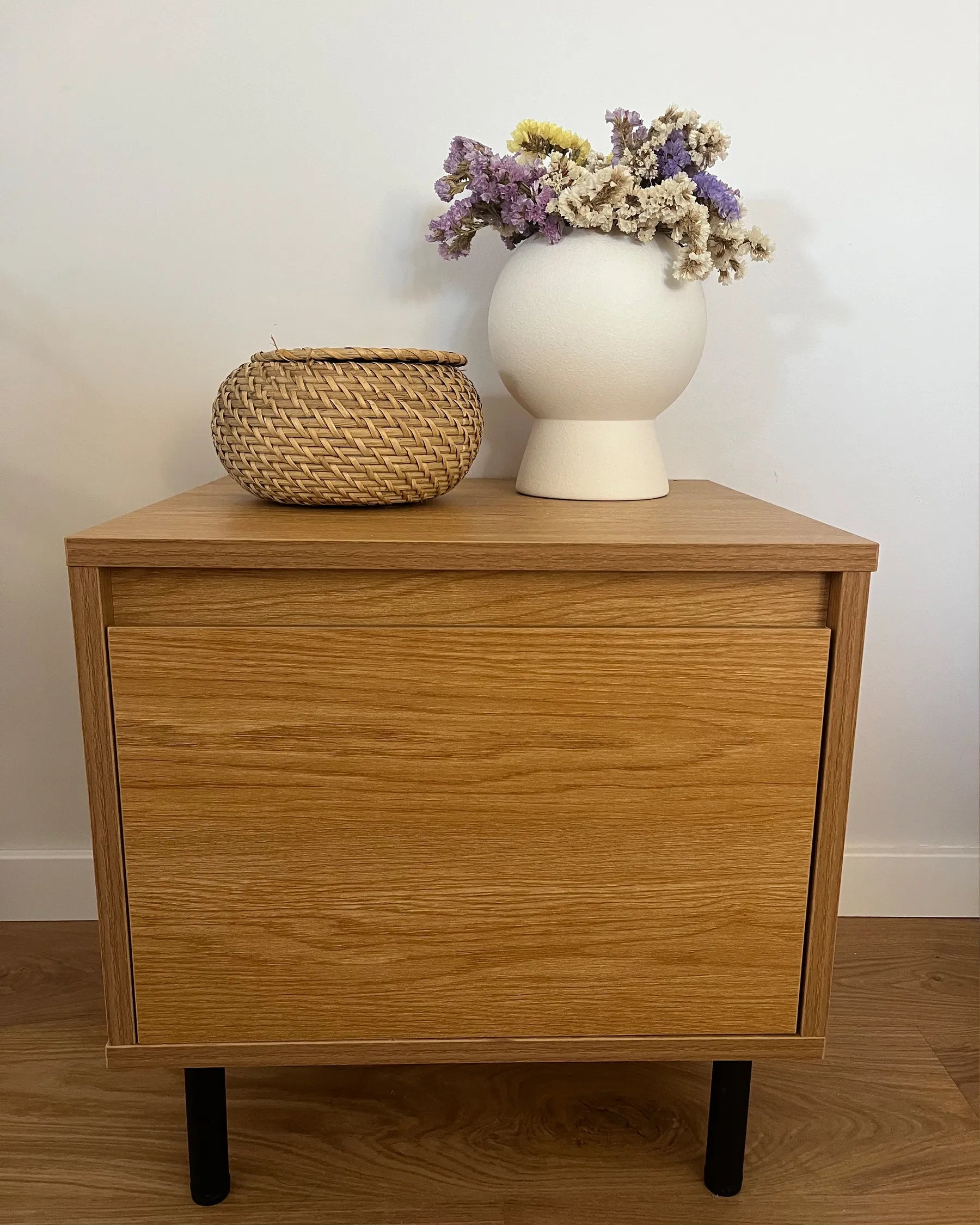 1 Drawer Bedside Table NIKEA Light Brown