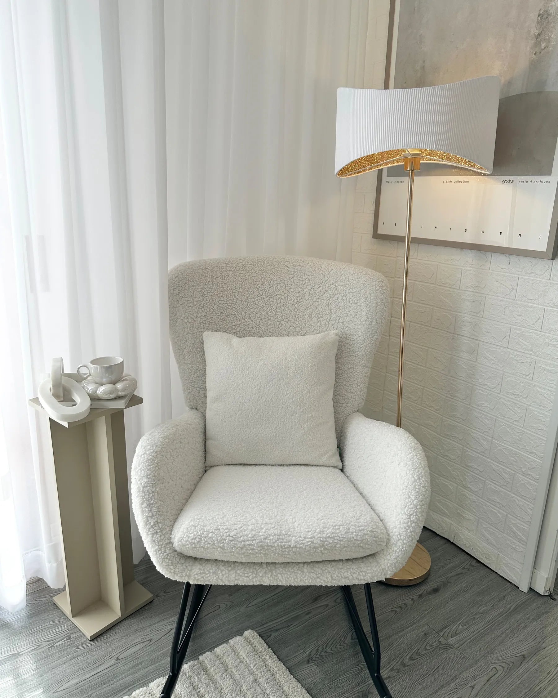 Rocking Chair ANASET Boucle Light Beige