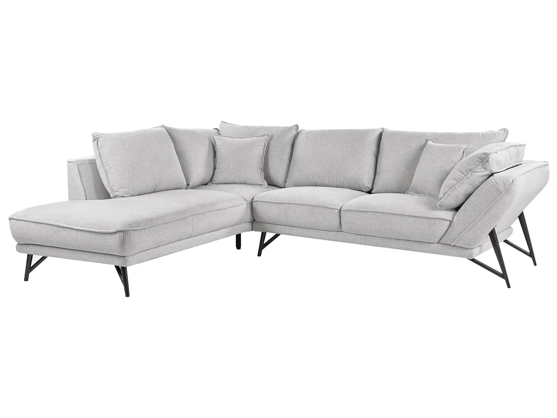 Corner Sofa 3 Seater ELGA Linen Light Grey Right Hand