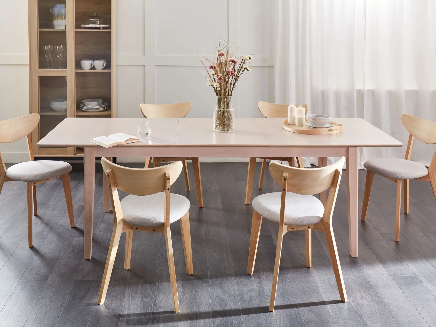 Extending Dining Table CROSBY Light Beech 180/240 cm 90 cm