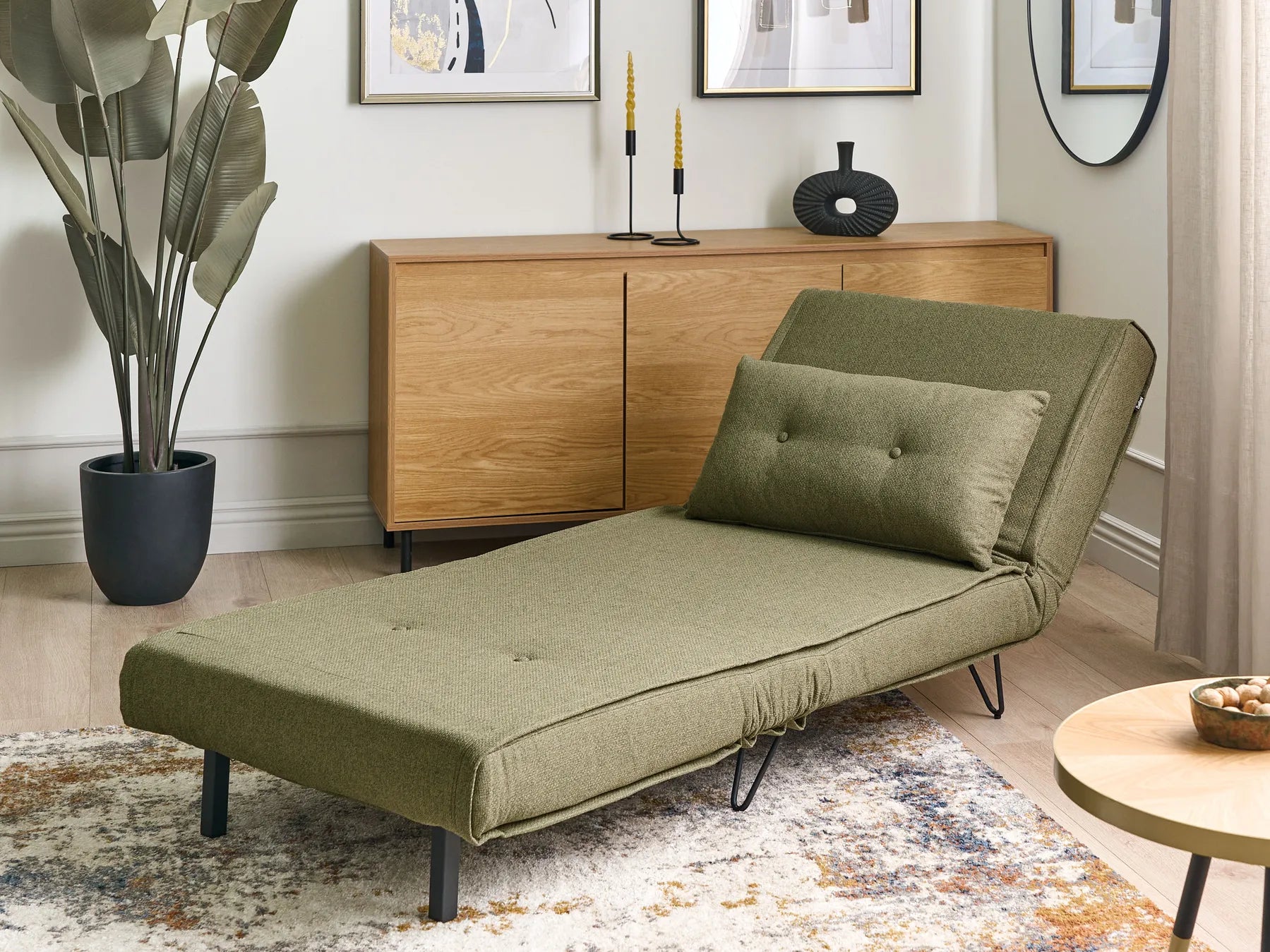 Single Sofa Bed VESTFOLD Fabric Olive Green