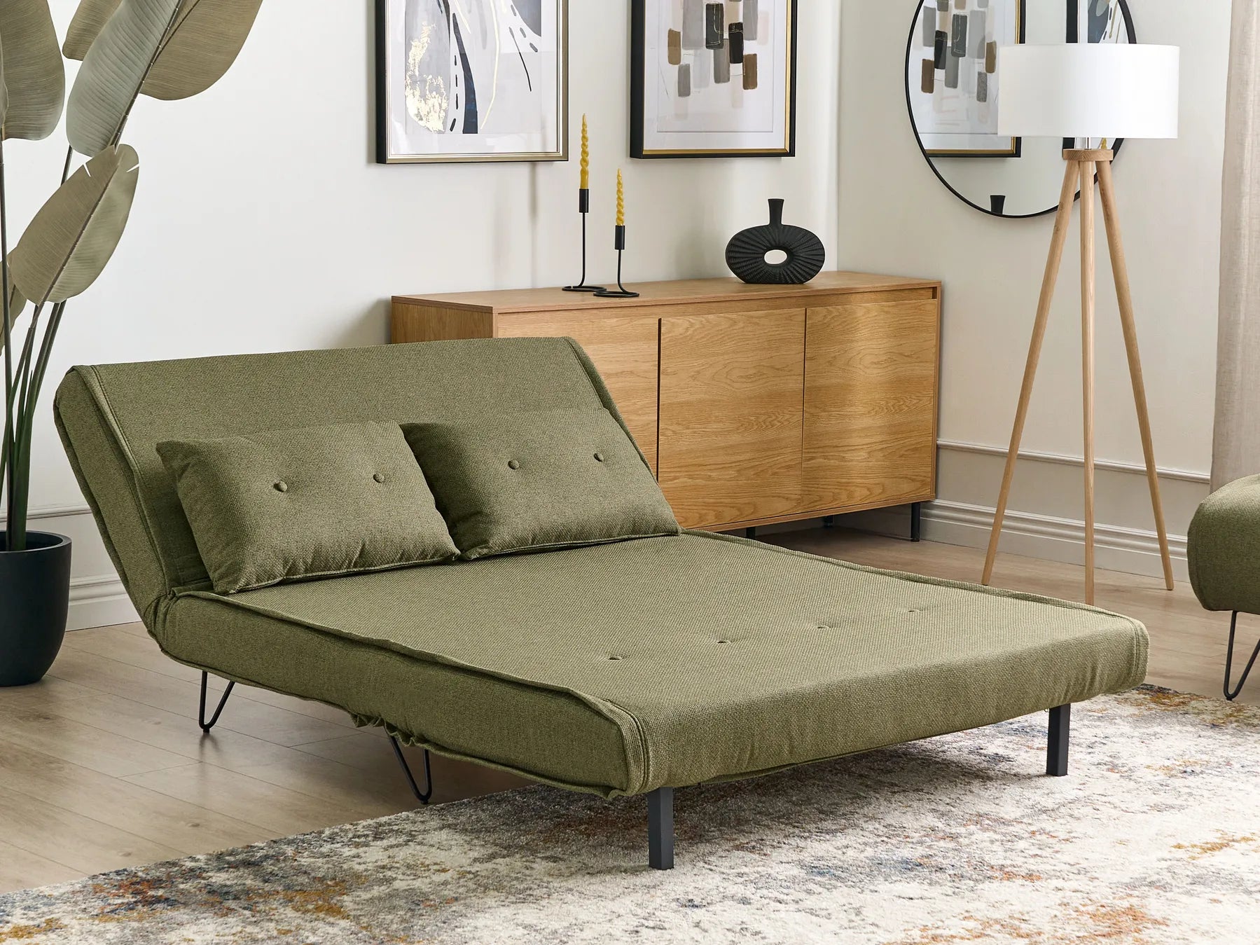 Living Room Set 3 Seater VESTFOLD Fabric Olive Green